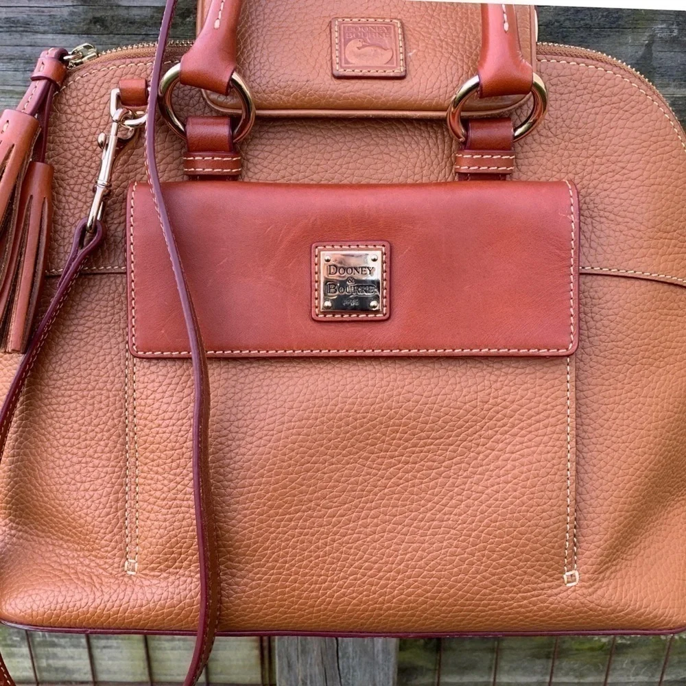 Dooney & Bourke Brown Leather Aubrey Zip Dome Bag